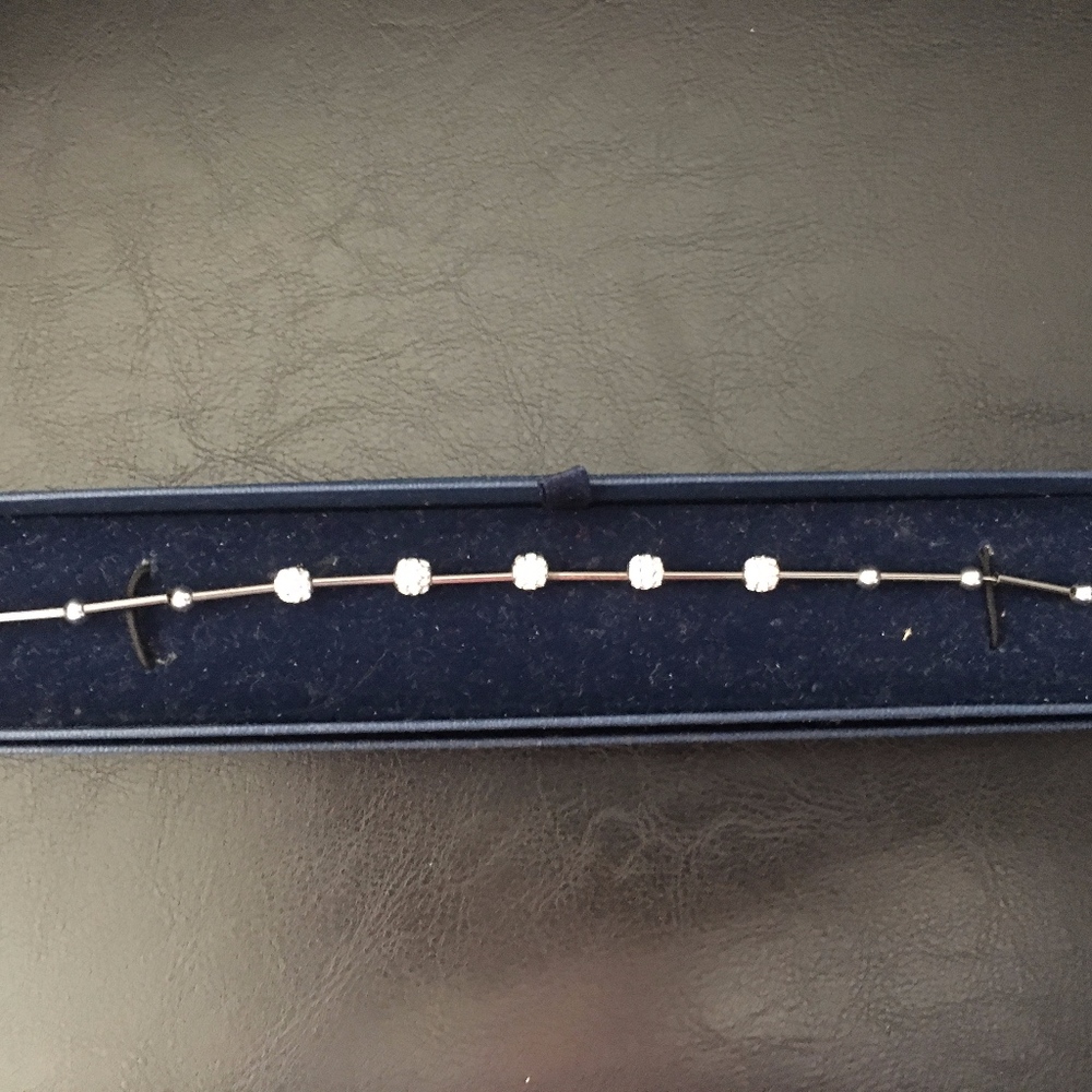 Pewter color Bracelet w Pave Balls Lobster Lock